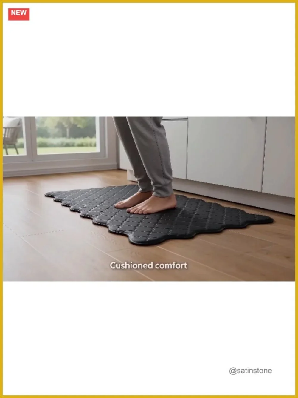 2-Piece Scalloped Anti-Fatigue Kitchen Mats, Machine Washable, Non-Slip